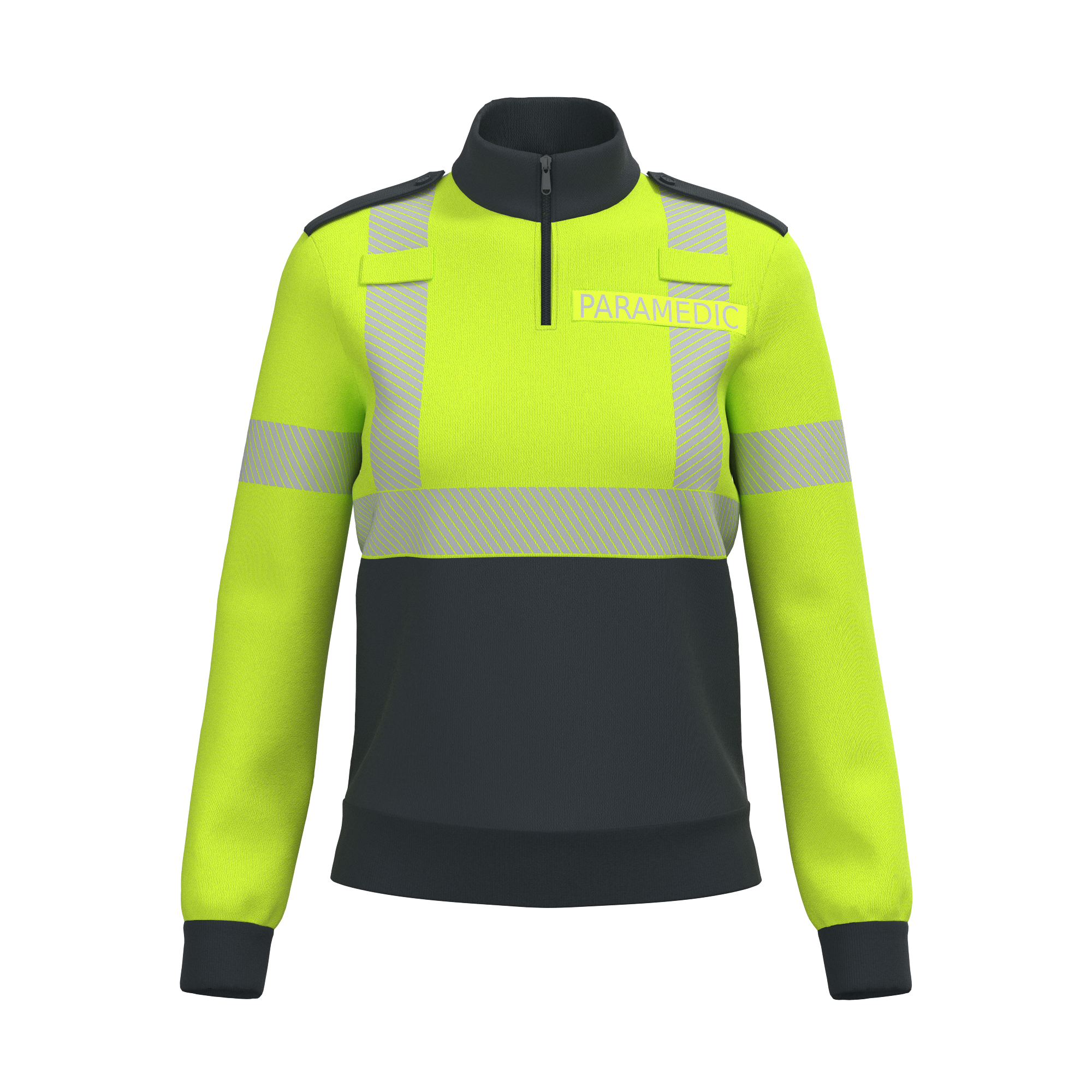 Women's Fleece 1-4 Zip Yellow-Navy Front